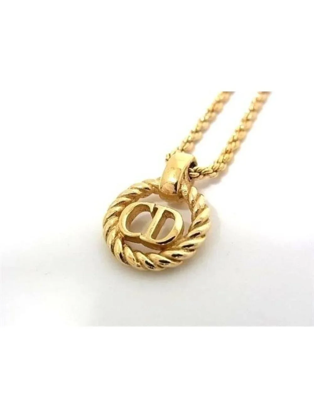 Dior Necklace CD Logo Twisted Circle Gold Metal